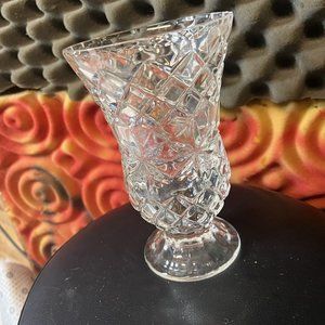 Vintage Crystal D'Adriana 24% Lead Crystal 7"×4" Vase, Clear, Bohemian